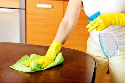 Office cleaning tasks for desks, floors, and shared spaces